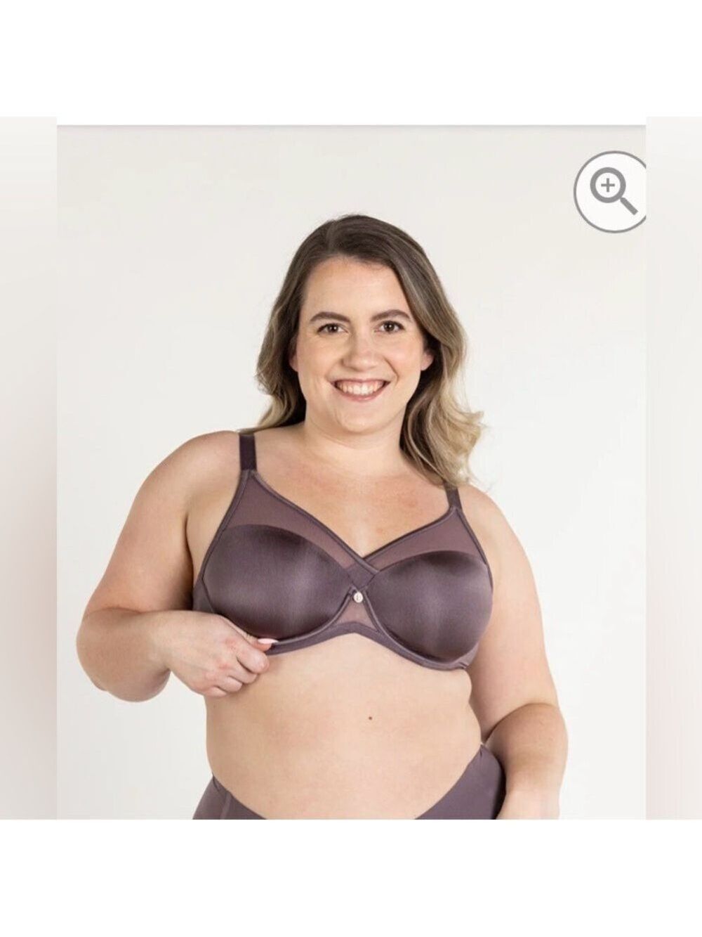 Understance Peek-Proof T-Shirt FlexWire Contour Plunge Bra Sz 36H smokey purple